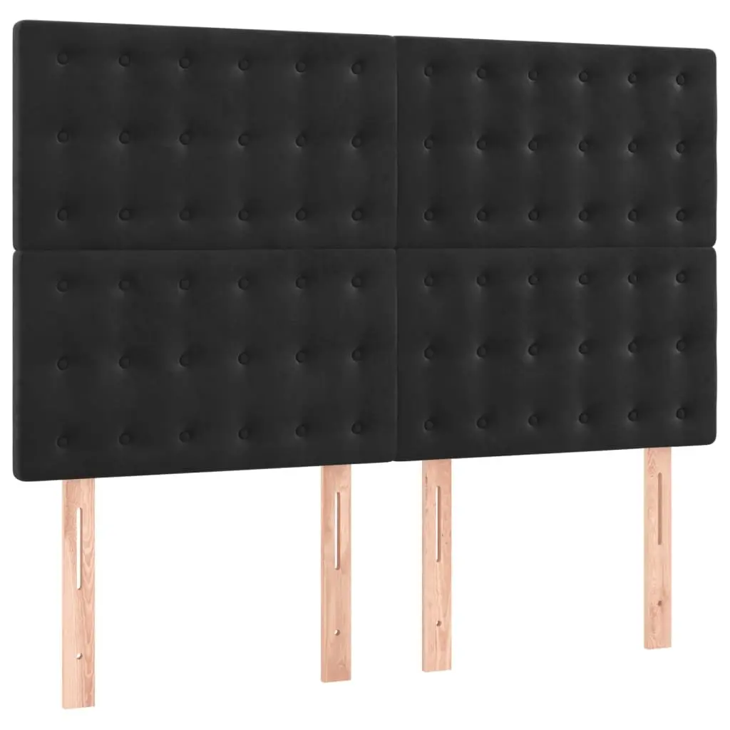 Queen Size Box Spring Bed Black Velvet Adjustable Headboard with Pocket Spring Mattress and LED Lighting