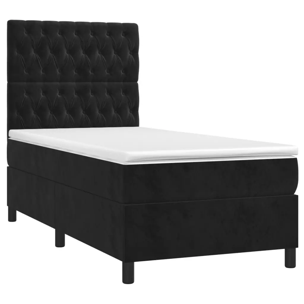 Box Spring Bed with Pocket Spring Mattress LED Headboard King Single 106x203cm