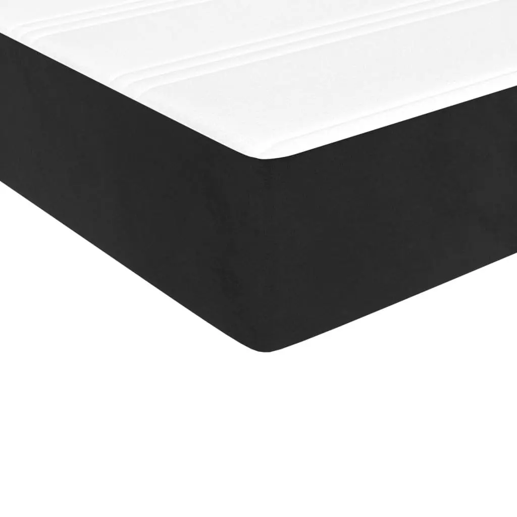 Box Spring Bed Black 106x203cm Velvet Adjustable Headboard Pocket Spring Mattress Medium-Hard Support