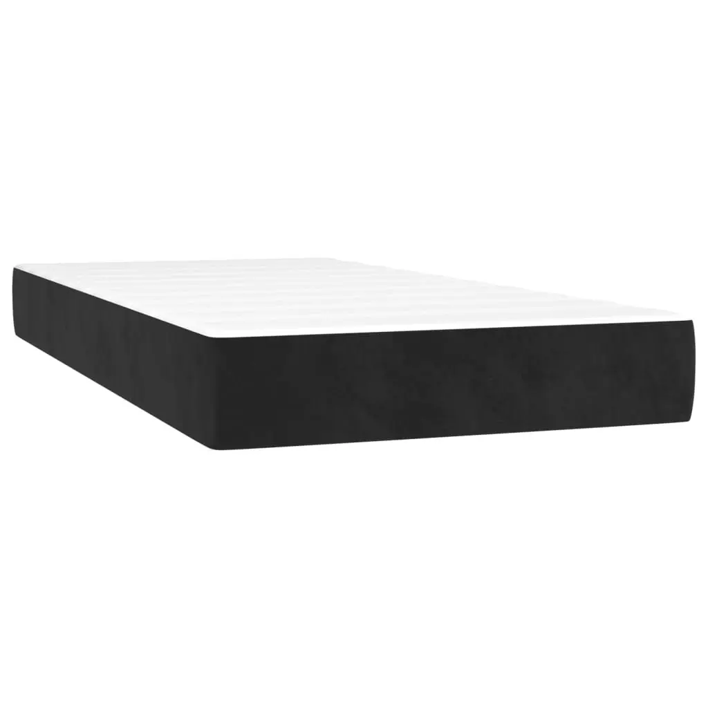 Box Spring Bed Black Velvet King Single 106x203cm Pocket Spring Mattress Adjustable Headboard Multifunctional Bench