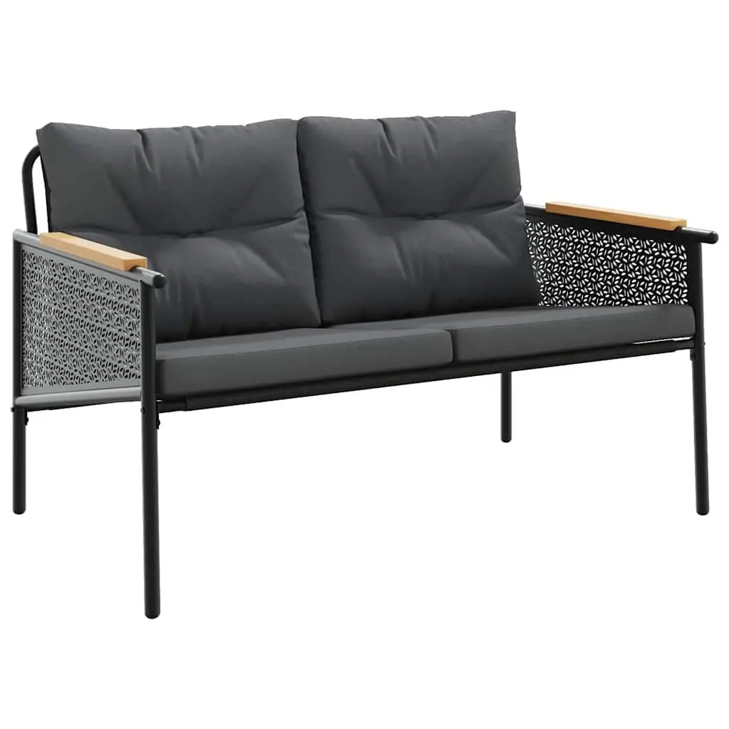 Outdoor Furniture Set 5 Piece Black Steel Frame Cushions Durable for Balcony Patio