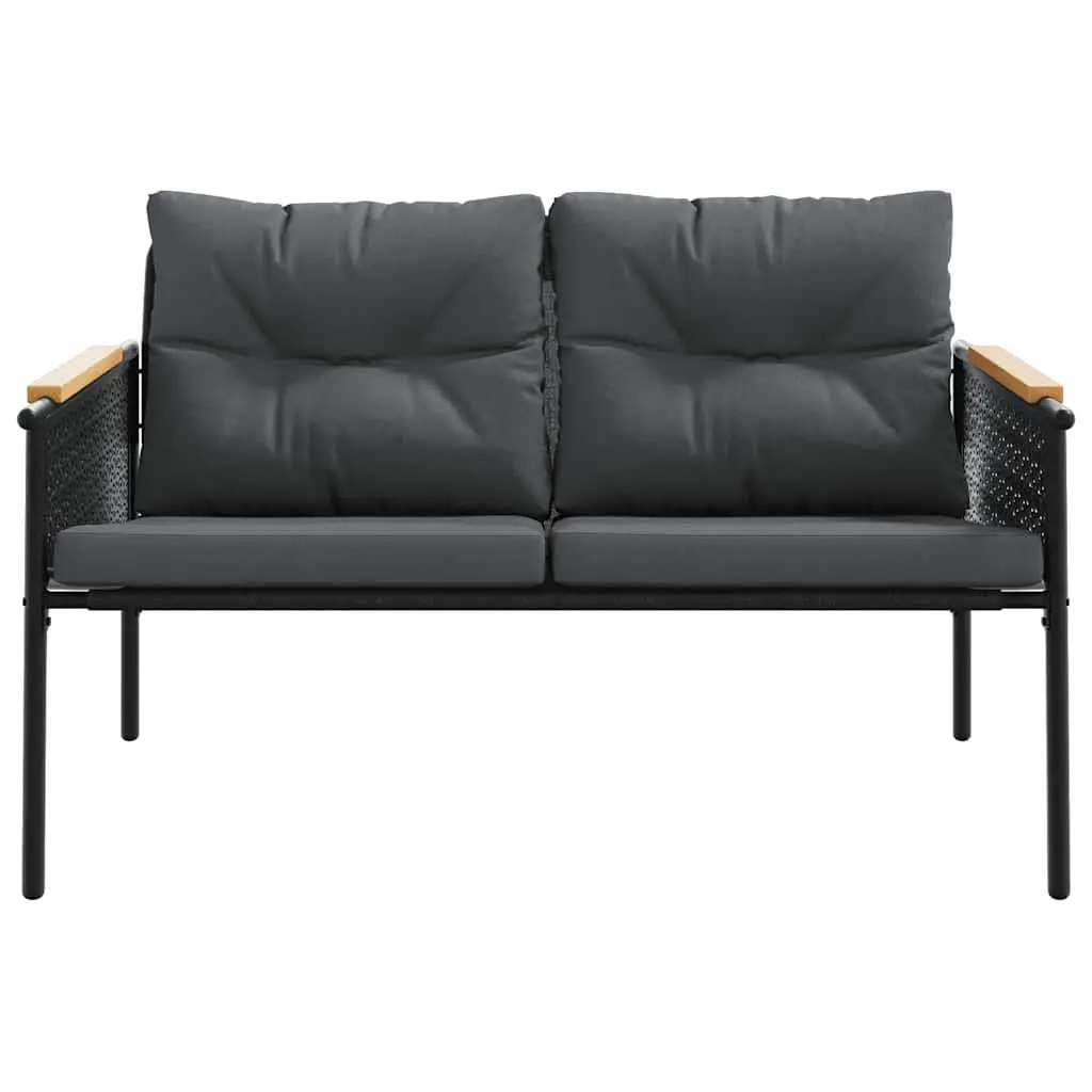 Outdoor Furniture Set 5 Piece Black Steel Frame Cushions Durable for Balcony Patio
