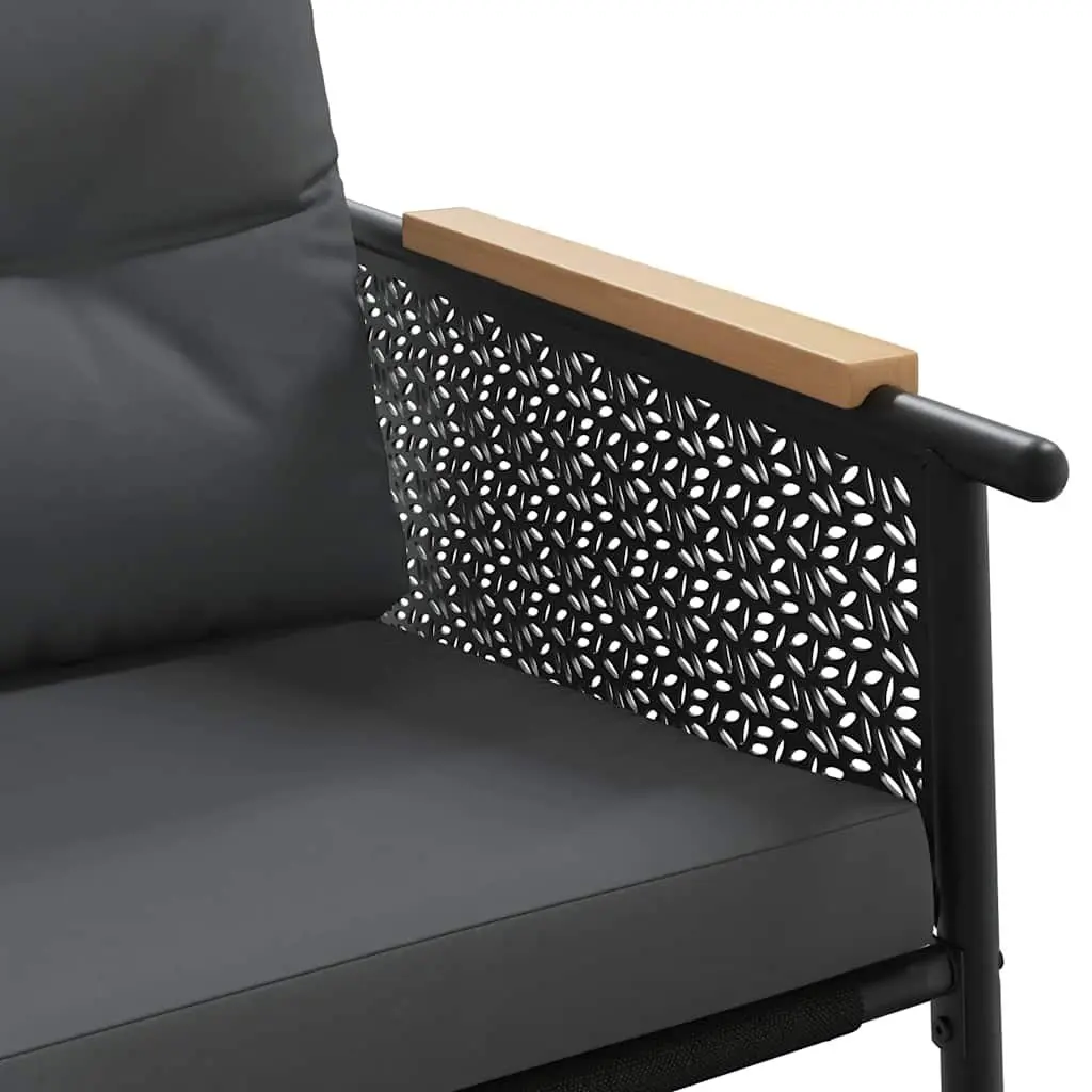 Outdoor Furniture Set 5 Piece Black Steel Frame Cushions Durable for Balcony Patio