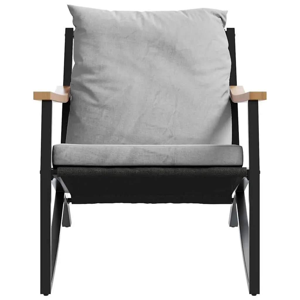3 Piece Patio Furniture Set Cushioned Black Steel Frame Textilene Fabric for Outdoor Balcony