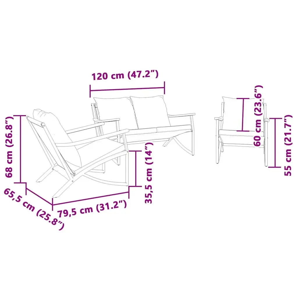 3 Piece Patio Furniture Set Cushioned Black Steel Frame Textilene Fabric for Outdoor Balcony