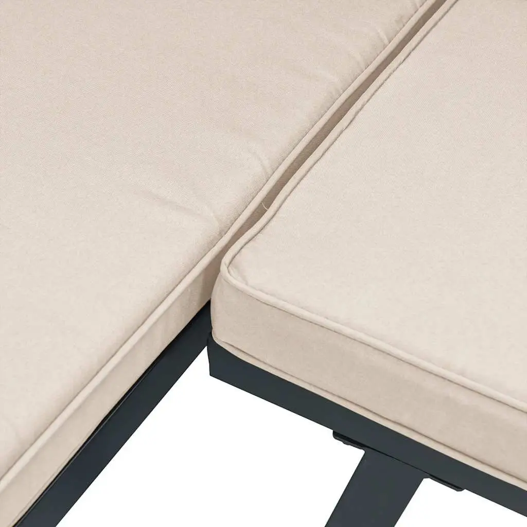 Garden Bench Set Black 3 Pieces Steel Frame Cushions