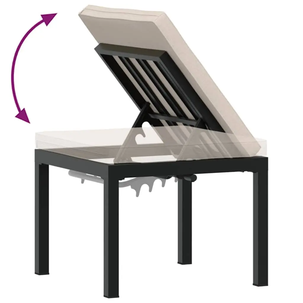 Garden Bench Set Black 3 Pieces Outdoor Furniture Patio Seating with Cushions
