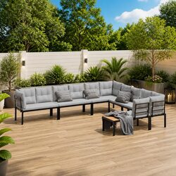 Garden Sofa Set 6 Piece Outdoor Furniture Patio Seating with Cushions and Side