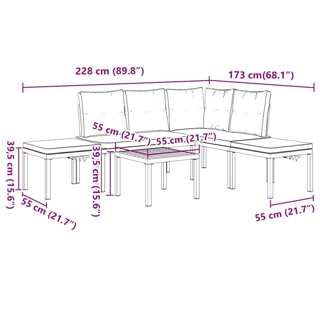 Garden Sofa Set 5 Piece Patio Furniture Outdoor Lounge with Cushions Taupe