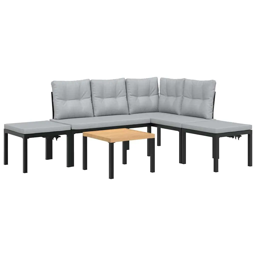 Garden Sofa Set Light Grey 5 Piece Modular Outdoor Furniture with Cushions