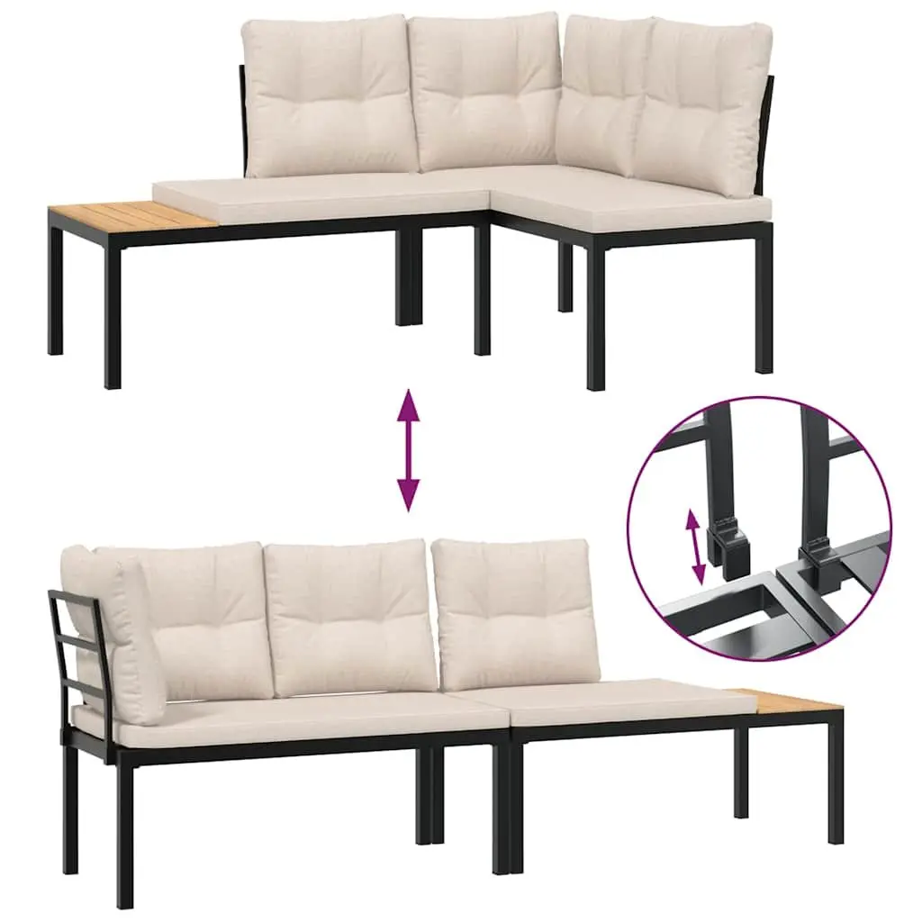 Garden Sofa Set 5 Piece Outdoor Furniture Taupe Cushions Steel Frame Patio