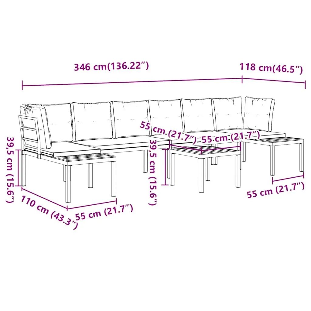 Garden Sofa Set 5 Piece Outdoor Furniture Taupe Cushions Steel Frame Patio
