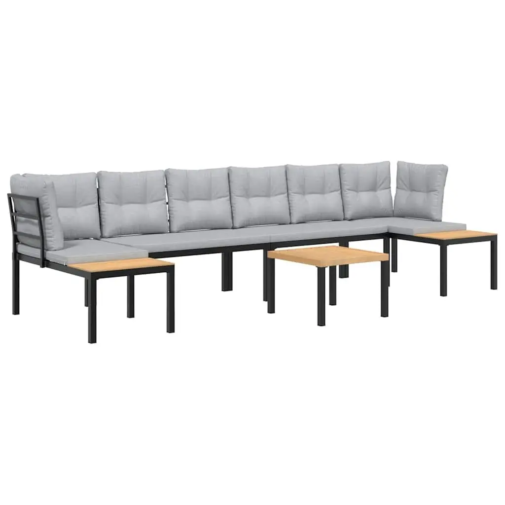 5 Piece Light Grey Garden Sofa Set with Removable Cushions