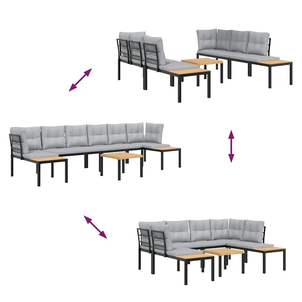 5 Piece Light Grey Garden Sofa Set with Removable Cushions