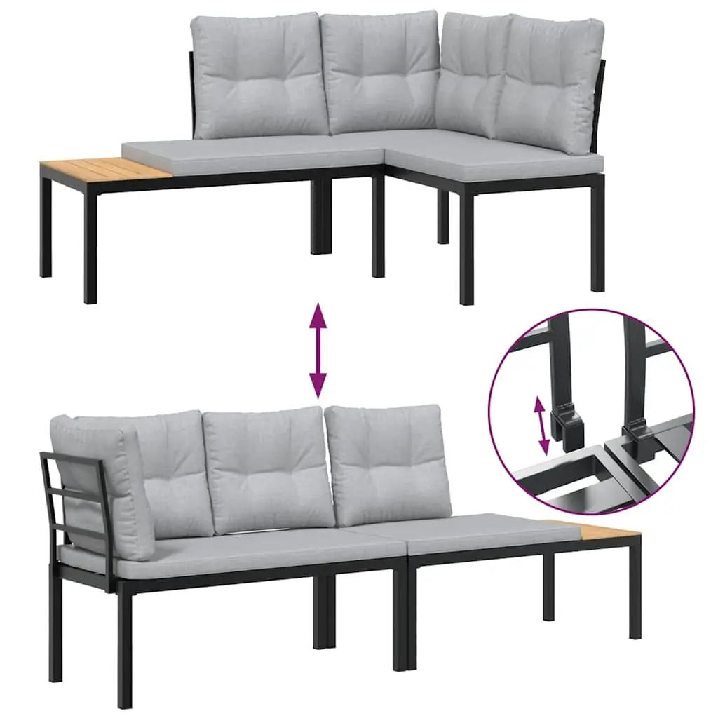 5 Piece Light Grey Garden Sofa Set with Removable Cushions