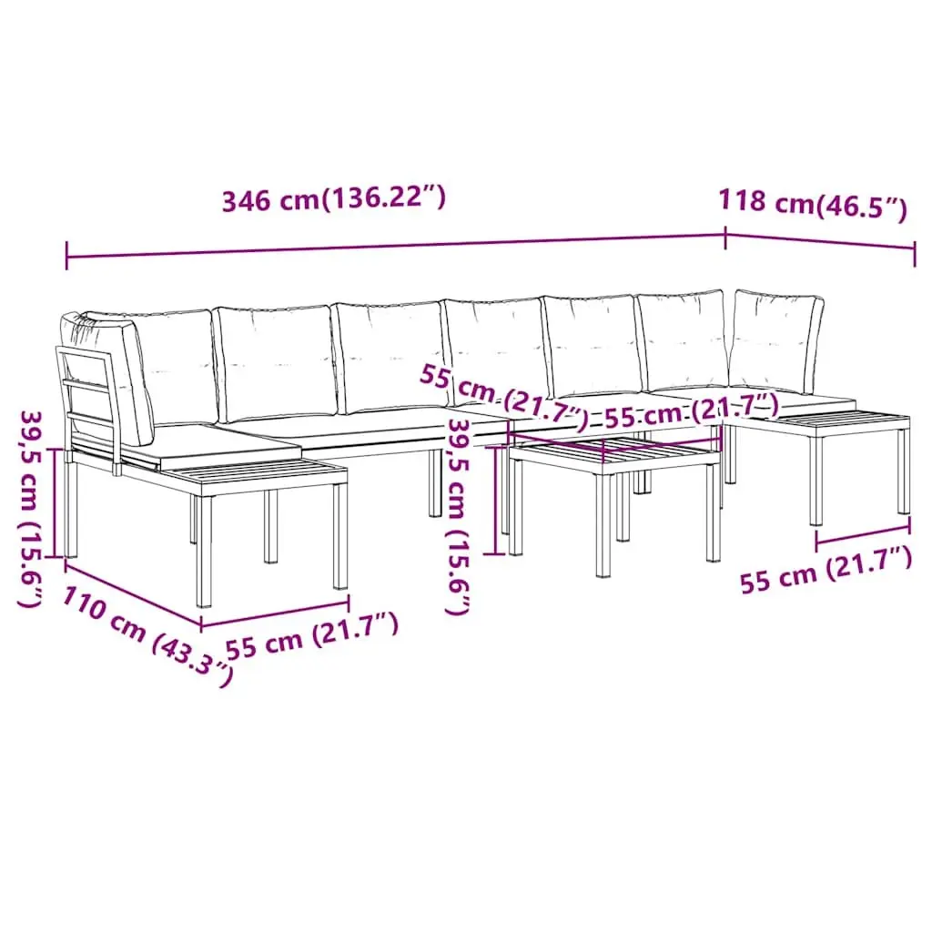 5 Piece Light Grey Garden Sofa Set with Removable Cushions