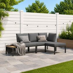 Compact and Stylish 3 Piece Outdoor Garden Sofa Set