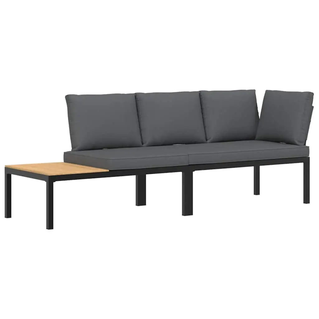 Garden Sofa Set 2 Piece Outdoor Furniture with Cushions Patio Seating Black