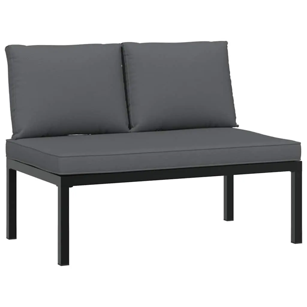 3 Piece Outdoor Garden Sofa Set with Cushions Black Aluminium Patio Furniture