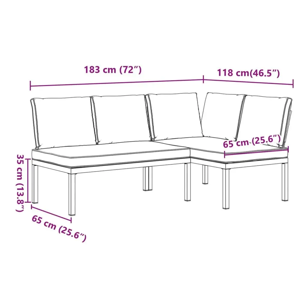 Black Garden Sofa Set for Outdoors