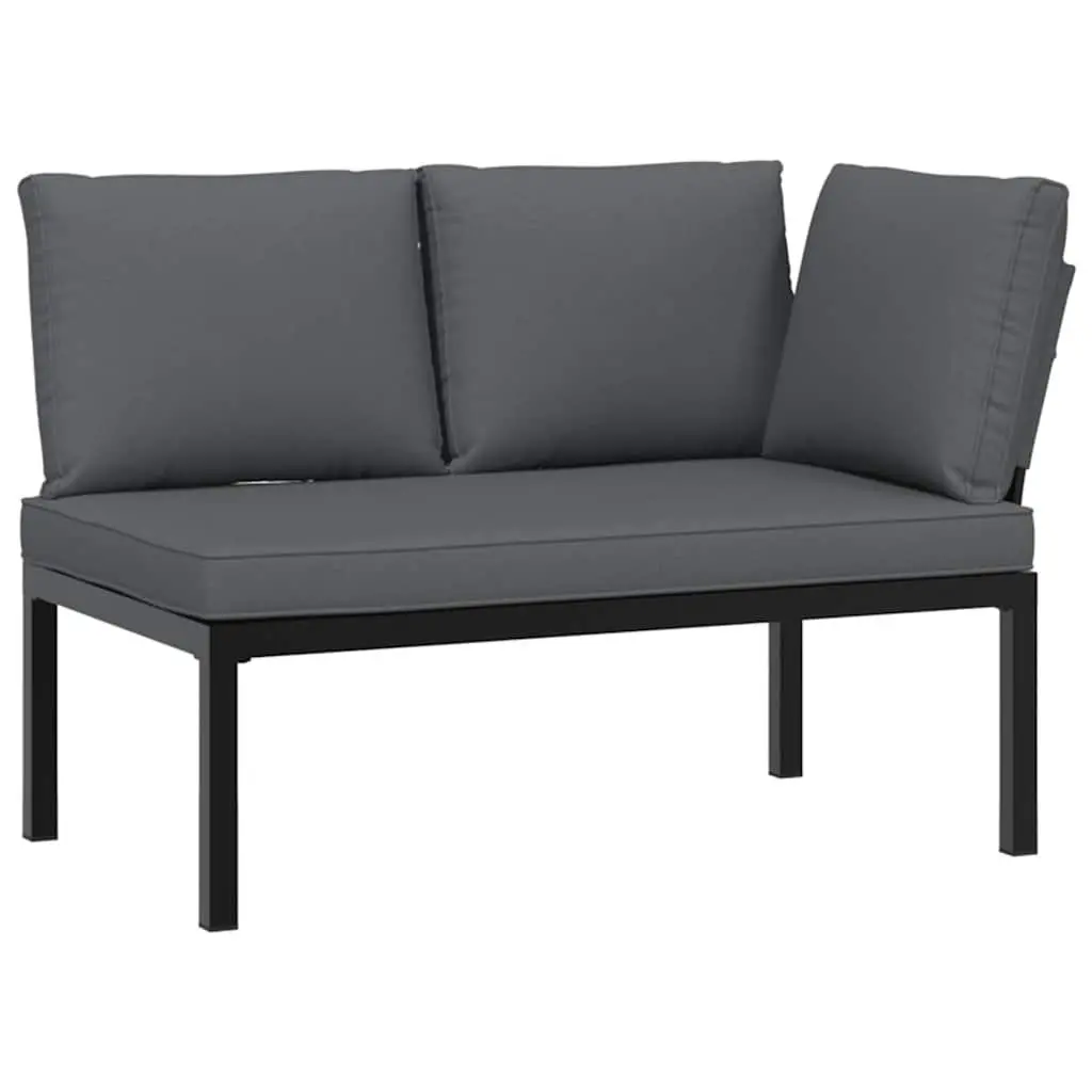 4 Piece Outdoor Garden Sofa Set with Cushions Black Aluminium Patio Furniture
