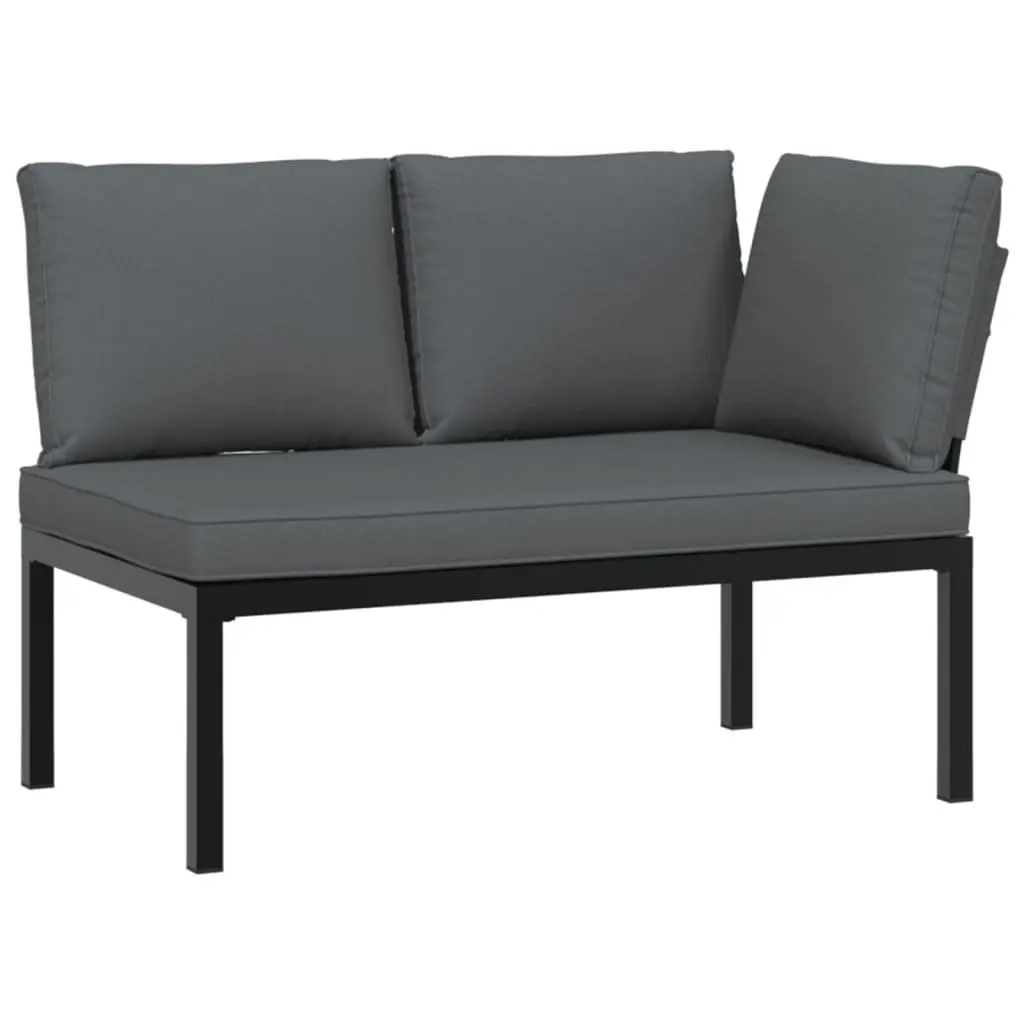 Garden Sofa Set 3 Piece Outdoor Furniture Patio Seating Black Aluminium Cushions