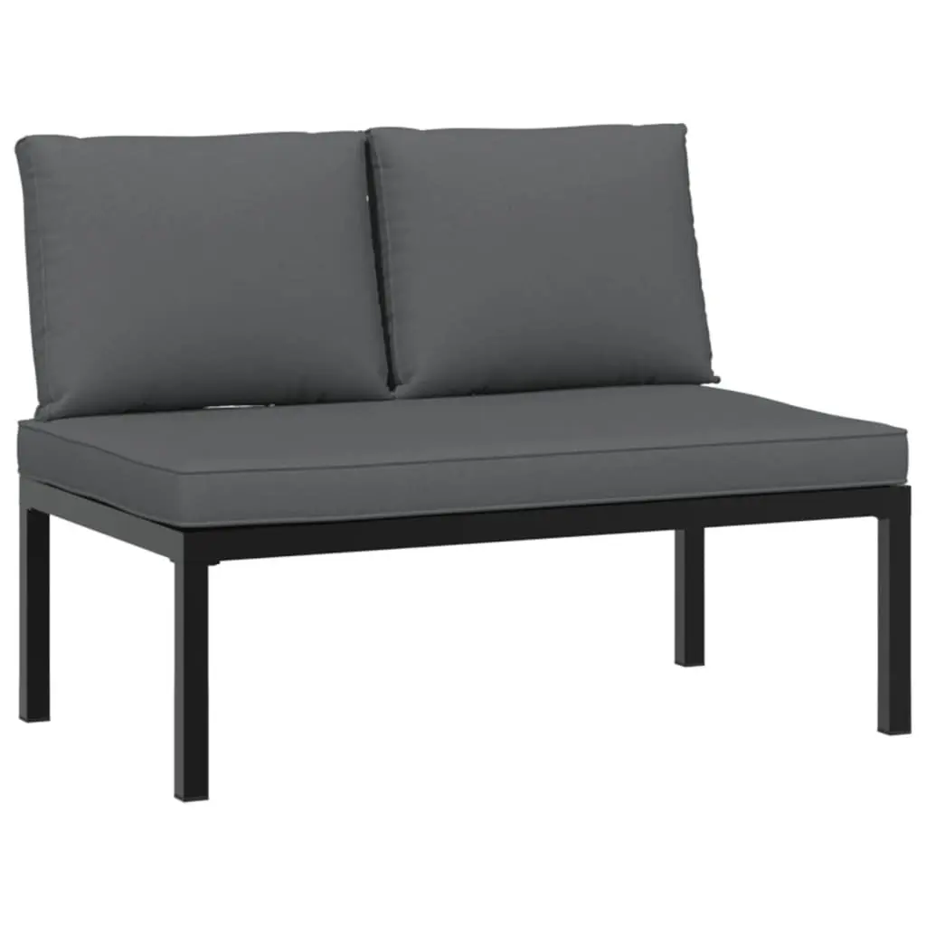 Garden Sofa Set 3 Piece Outdoor Furniture Patio Seating Black Aluminium Cushions