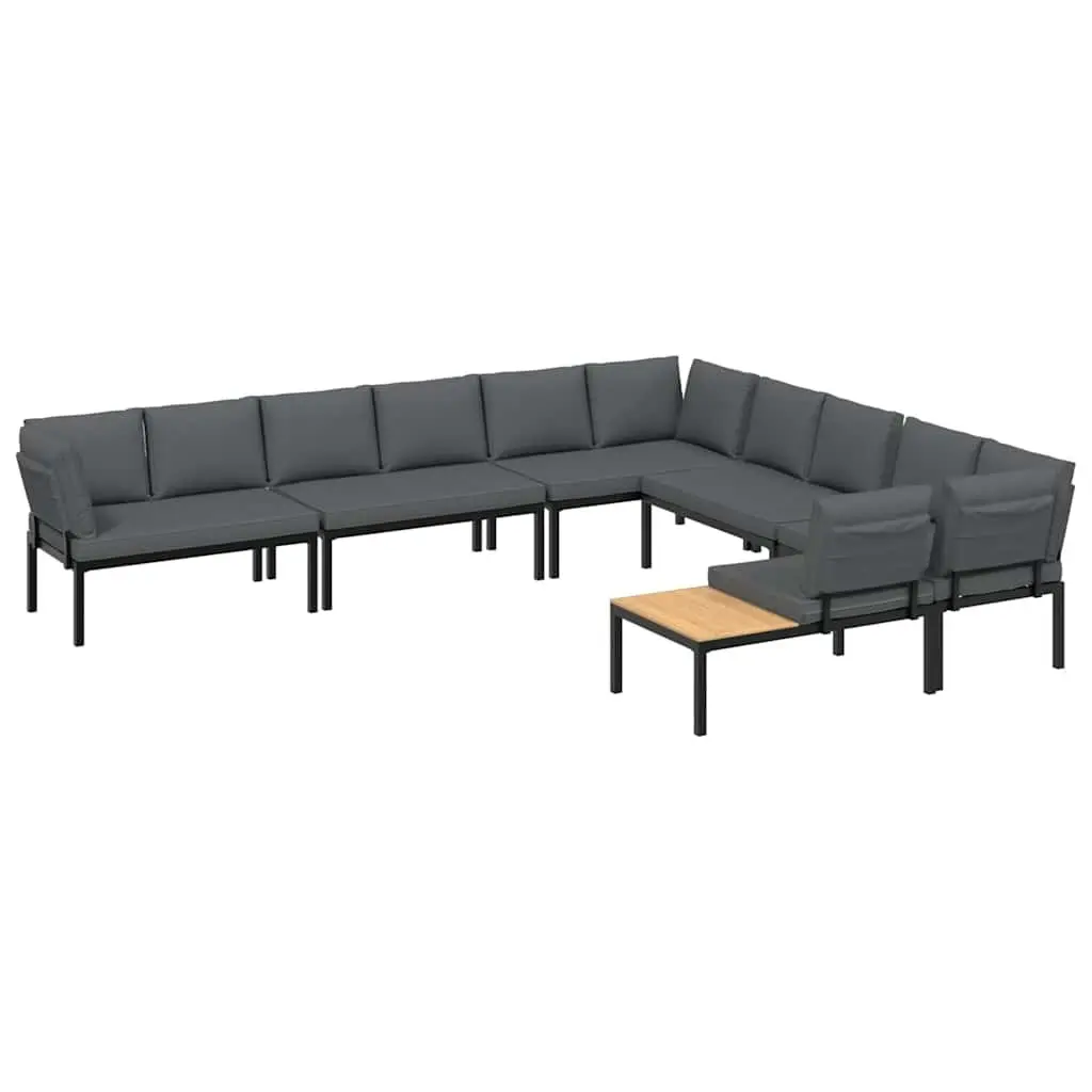 Outdoor Garden Sofa Set 6 Piece Modular Patio Furniture with Cushions Black