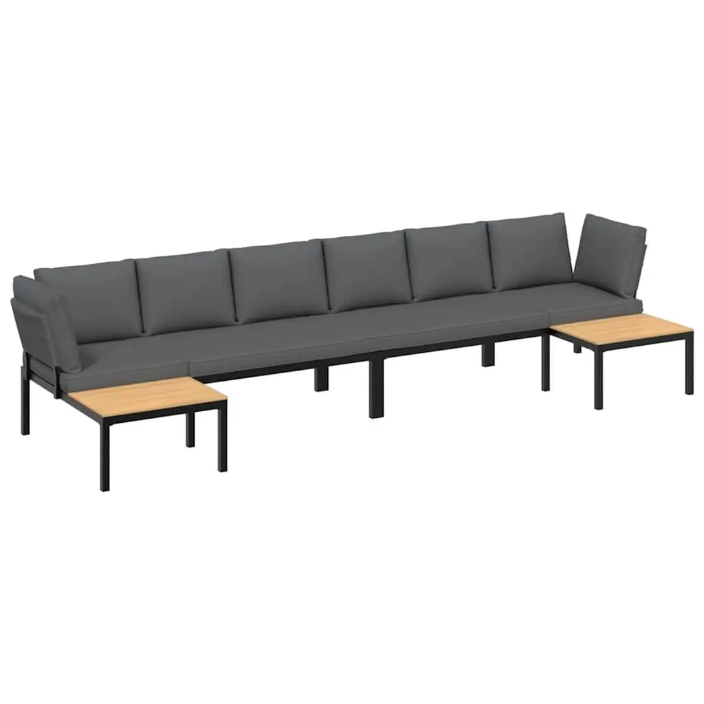 Outdoor Garden Sofa Set 4 Piece Modular Patio Furniture Black Aluminium with