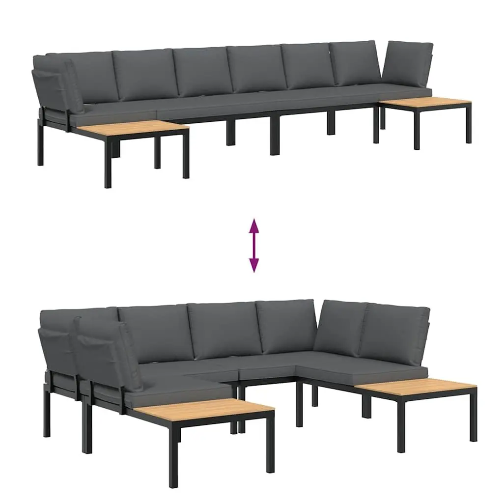 Outdoor Garden Sofa Set 4 Piece Modular Patio Furniture Black Aluminium with