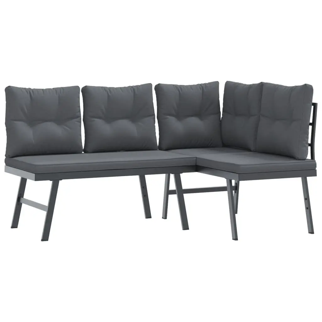 Garden Bench Set Black 5 Piece Outdoor Furniture Patio Seating with Cushions
