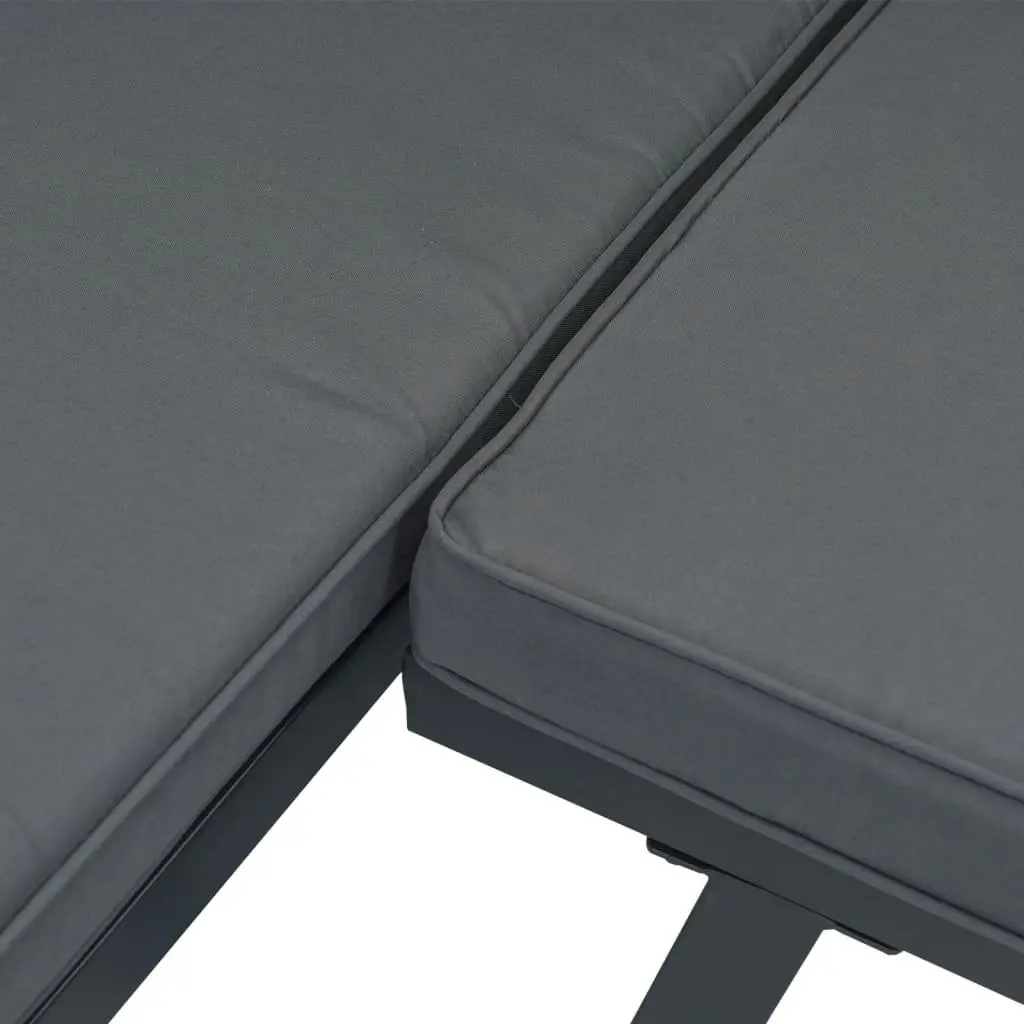 7 Piece Garden Bench Set with Adjustable Lounger Cushions Black Outdoor