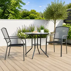 Compact 3-Piece Anthracite Chair Set for Outdoor Living