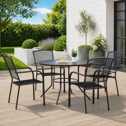 Stackable Garden Chair Set 5 Piece Anthracite Powder-coated Steel Outdoor