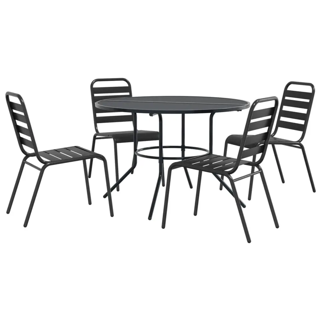 Stackable Garden Chair Set 5 Piece Anthracite Outdoor Furniture Patio Dining