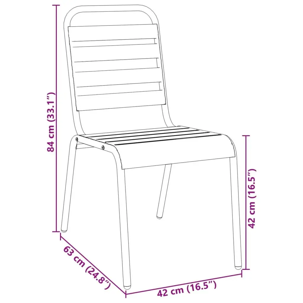Stackable Garden Chair Set 5 Piece Anthracite Outdoor Furniture Patio Dining