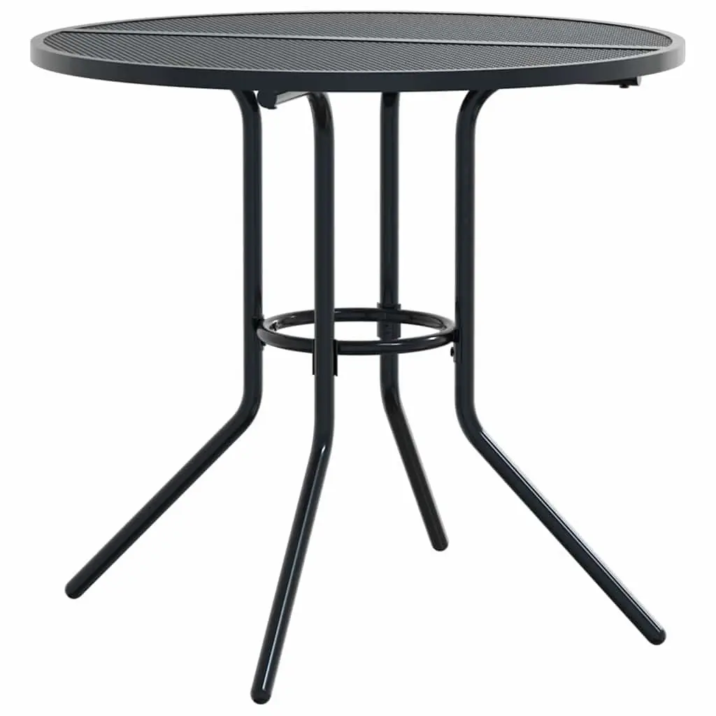 5 Piece Anthracite Stackable Chairs Set with Backrests and Mesh Tabletop for Indoor and Outdoor Living Spaces