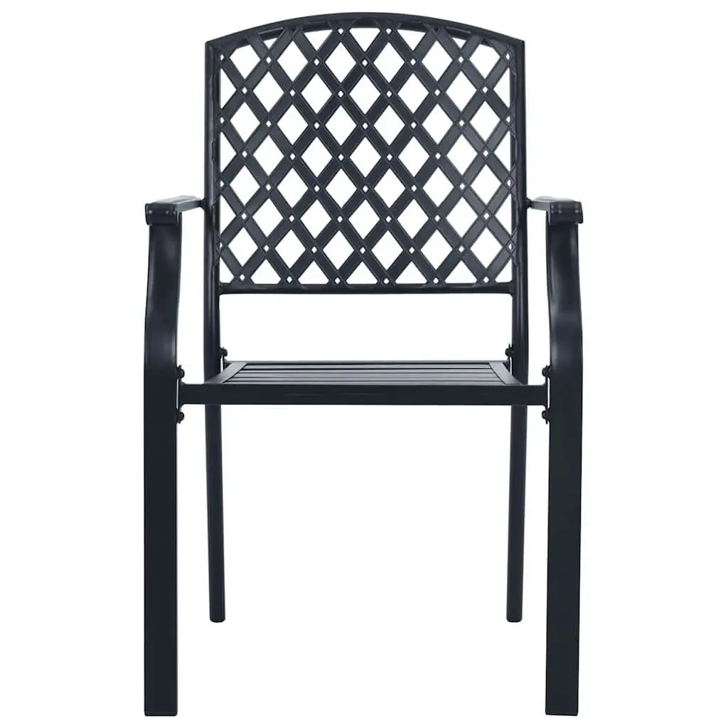 5 Piece Anthracite Stackable Chairs Set with Backrests and Mesh Tabletop for Indoor and Outdoor Living Spaces