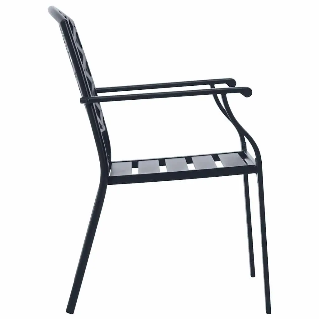 5 Piece Anthracite Stackable Chairs Set with Backrests and Mesh Tabletop for Indoor and Outdoor Living Spaces
