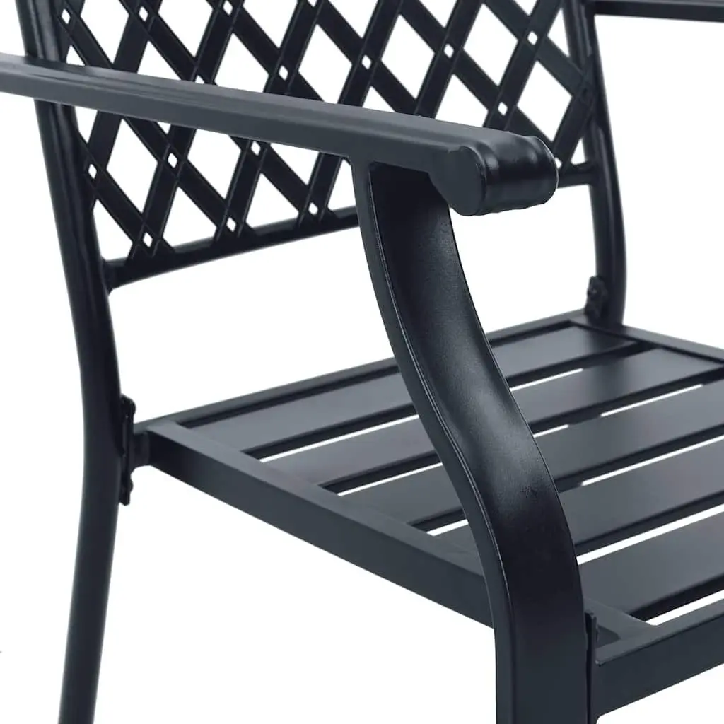 5 Piece Anthracite Stackable Chairs Set with Backrests and Mesh Tabletop for Indoor and Outdoor Living Spaces