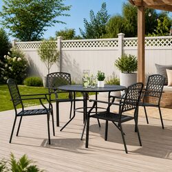 Stackable Garden Chair Set 5 Piece Outdoor Furniture Anthracite Bistro Patio
