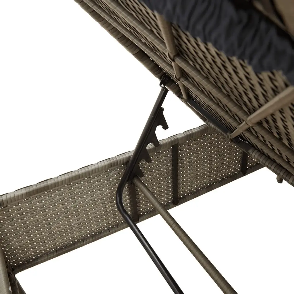 Sun Lounger Set 3 Piece Outdoor Seating Grey Adjustable Backrest Cushions