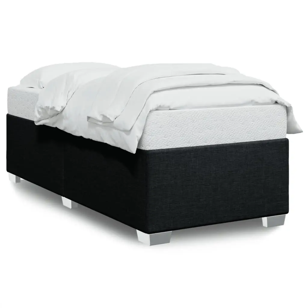 Bed Frame Black 90x190 cm Fabric Upholstered Slatted Base Support Bedroom
