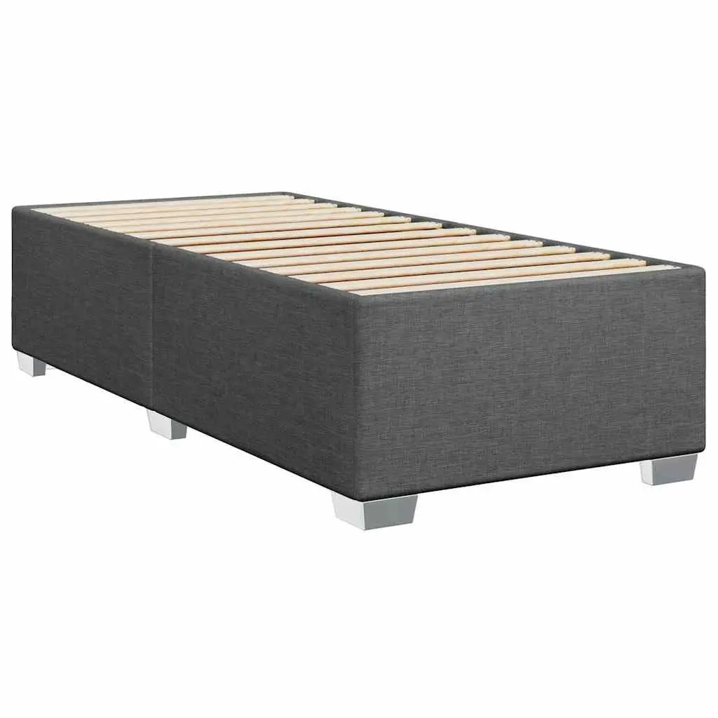 King Single Bed Frame Dark Grey Polyester Fabric Sturdy Support Slats