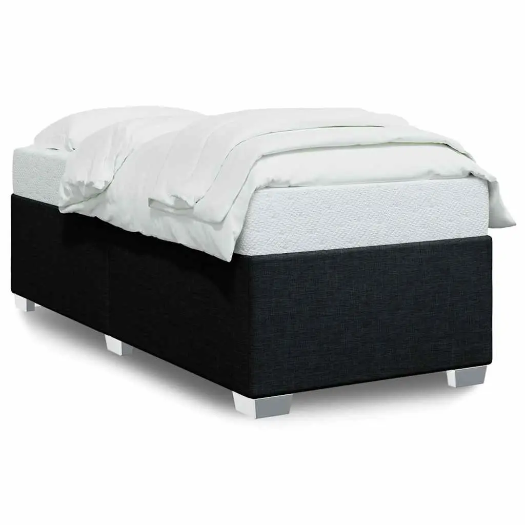 King Single Bed Frame Black Fabric Slats Support