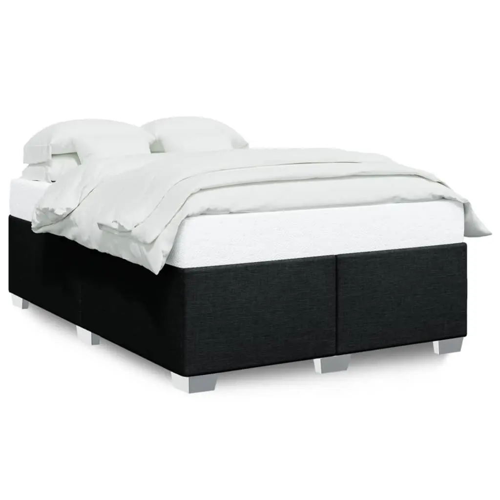 Black Fabric Queen Bed Frame with Sturdy Slat Support