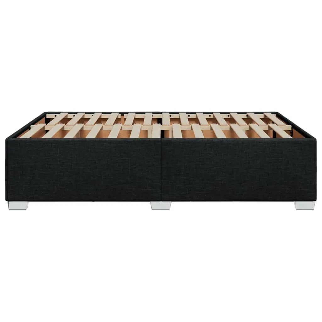 Black Fabric Queen Bed Frame with Sturdy Slat Support