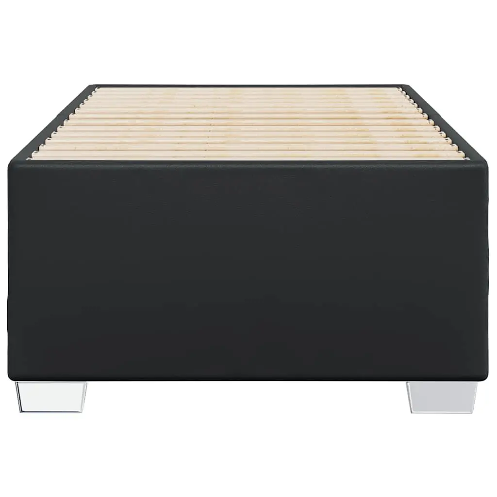 Bed Frame Black 90x190 cm Faux Leather Upholstered Slats Support