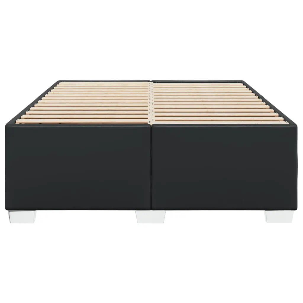 Black Double Bed Frame Faux Leather with Slat Support System for Bedroom Use