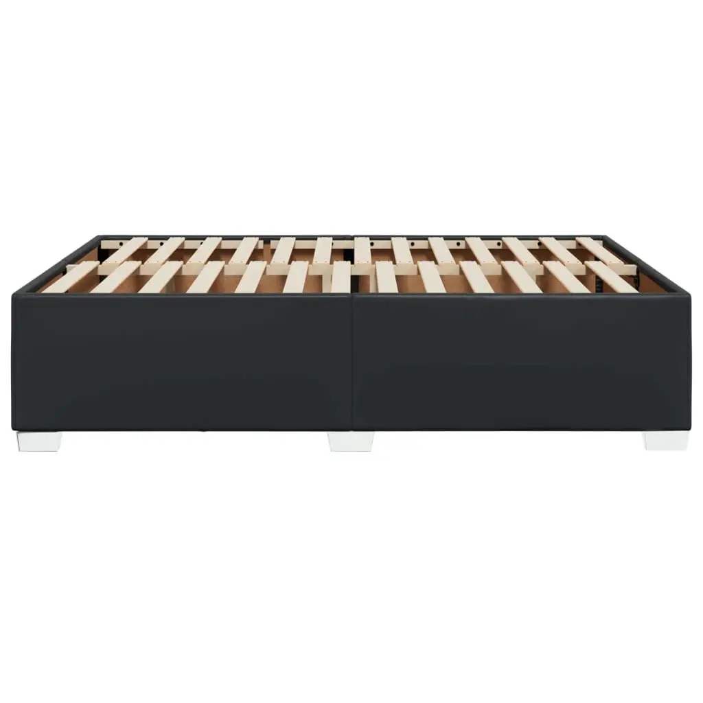 Black Double Bed Frame Faux Leather with Slat Support System for Bedroom Use